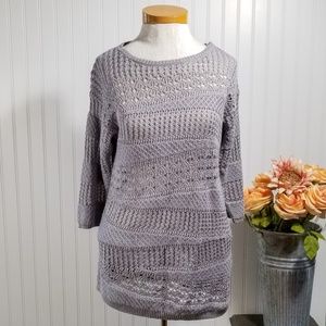| dana buchman | gray open knit sweater